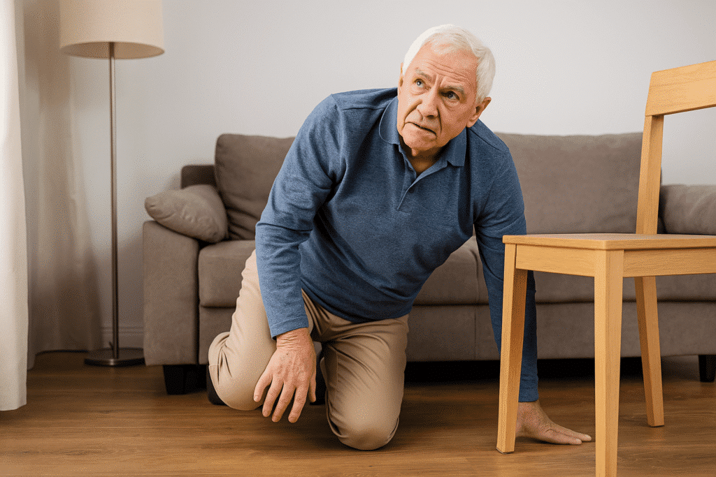 how to get up off the floor with bad knees